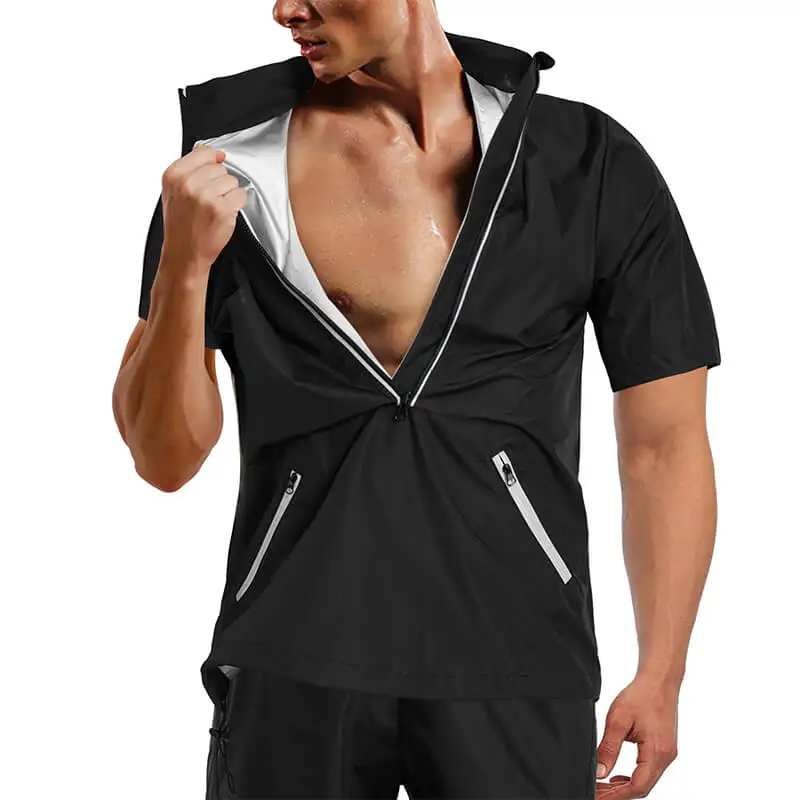 Custom Men Body Shaper Half Open Zipper Fat Burning Suit Sauna Suit Men Weight Loss Slimming