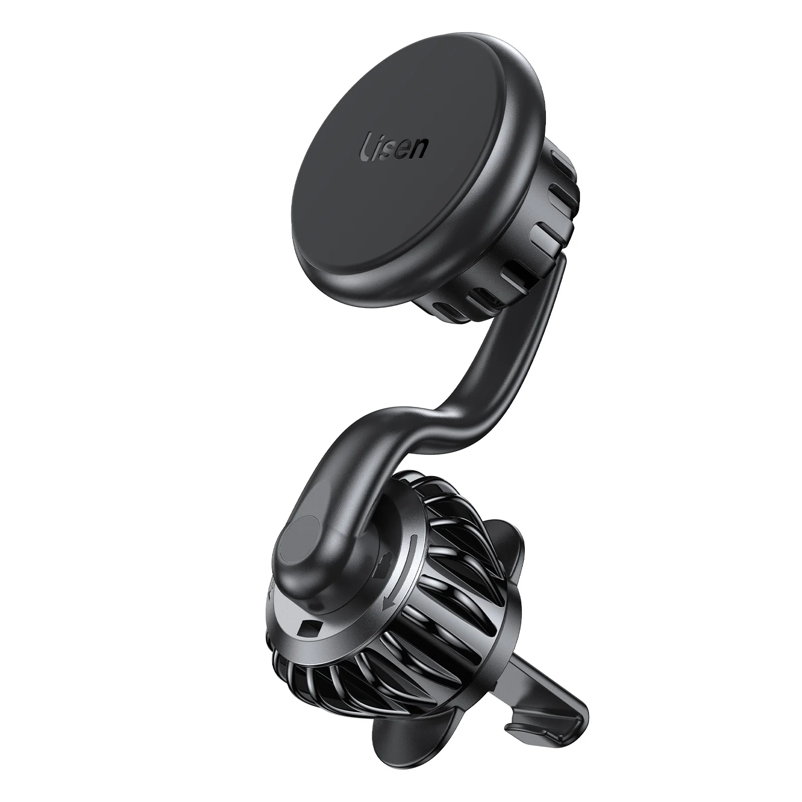 LISEN Magnetic Phone Car Mount Lisen Vent Phone Holder, [Upgraded Clip]  Stable Phone Car Holder Mount [360° Rotate Arm] Unobstructed Car Vent Phone