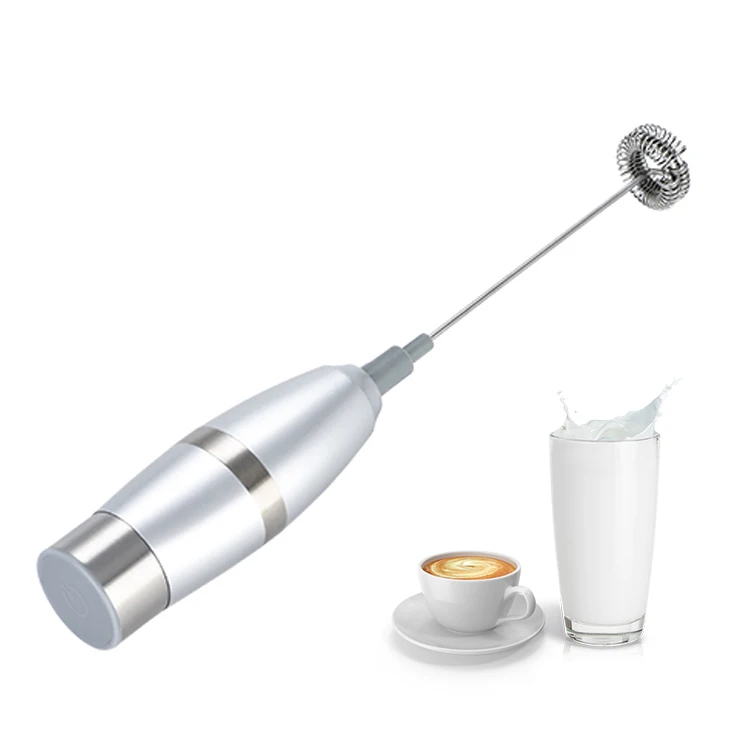 mini electronic milk frother whisk white