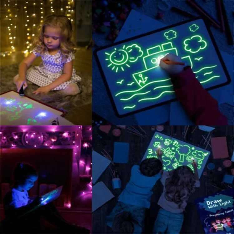 Светодиодная светящаяся доска для рисования A3, A4, A5, граффити, каракули, планшет для рисования, волшебное Рисование с подсветкой, флуоресцентная ручка, развивающие игрушки