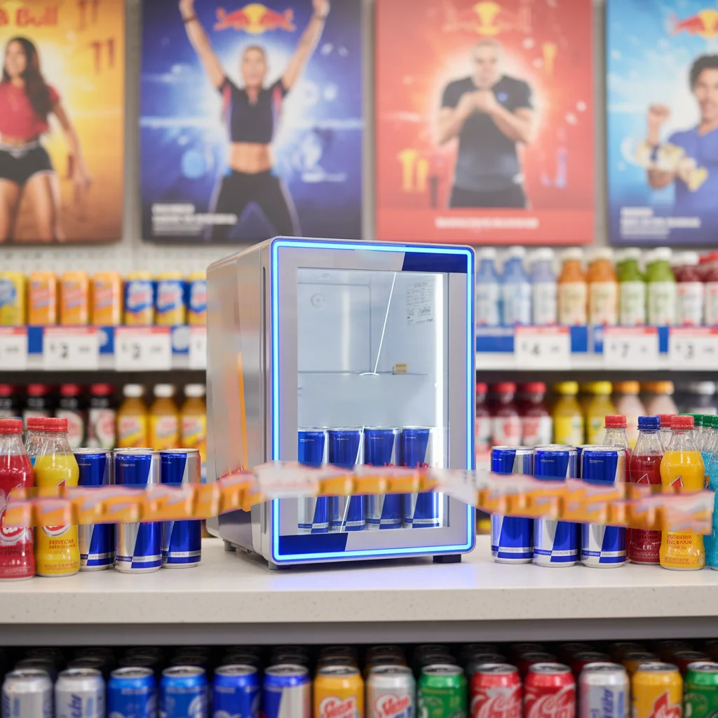 スタイリッシュな商用冷蔵庫シングルドアディスプレイクーラーRedbull
