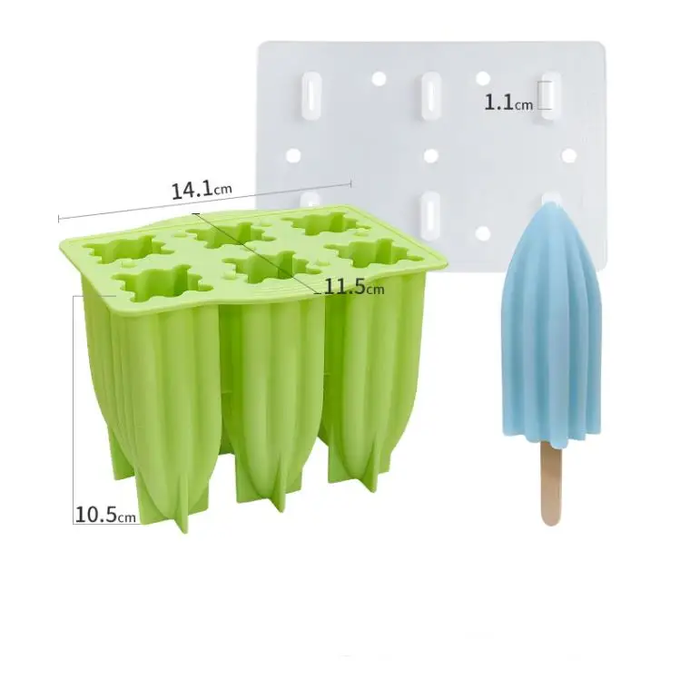 6 Cavity Conical Popsicle Mold DIY Geometric Fruit Yogurt Popsicle Ice Cream  Silicone Mold - China Ice Tray and Ice Maker price