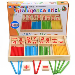 Wooden Baby Montessori Early Educational Learning Toys Children Initiation Math Number Counting Sticks Games for Kids Boys Girls