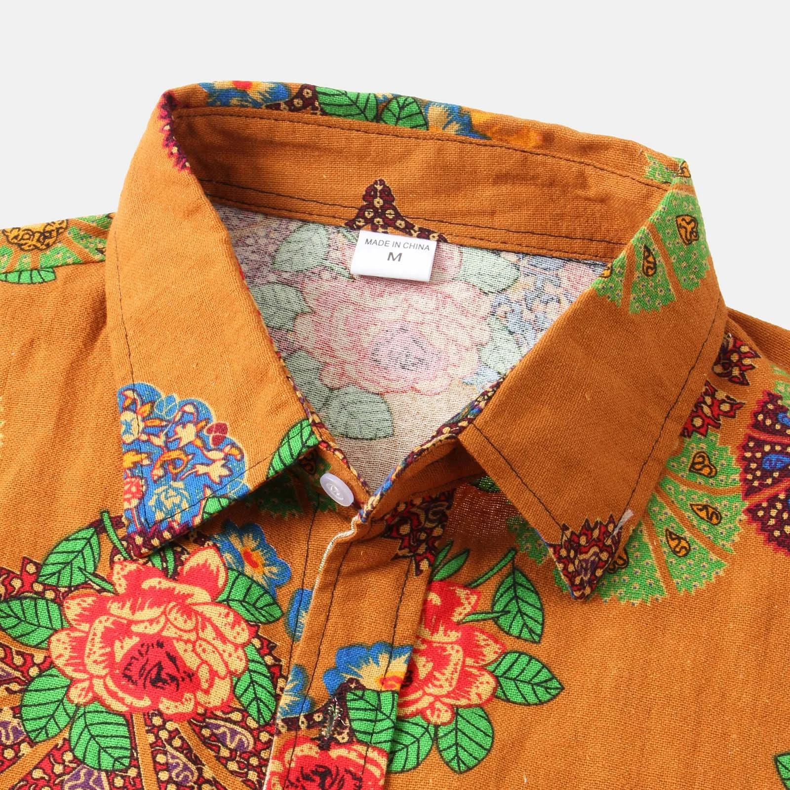 Mens Ethnic Short Sleeve Casual Polyester Geometry Print Hawaiian Shirt Blouse Couple Loose Fit Hawaii Vintage Shirts