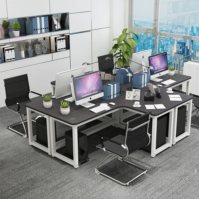 Modern Multi-colour Customised Standing Office Corner Desk L-Shape Eco-friendly Solid Wood Panel Writing Desk