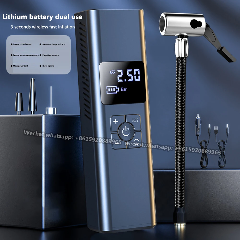 Мини машинный воздушный насос автоматический светодиодный цифровой датчик давления для воздушного компрессора высокого обнаружения 6000 мАч шин проводной и беспроводной