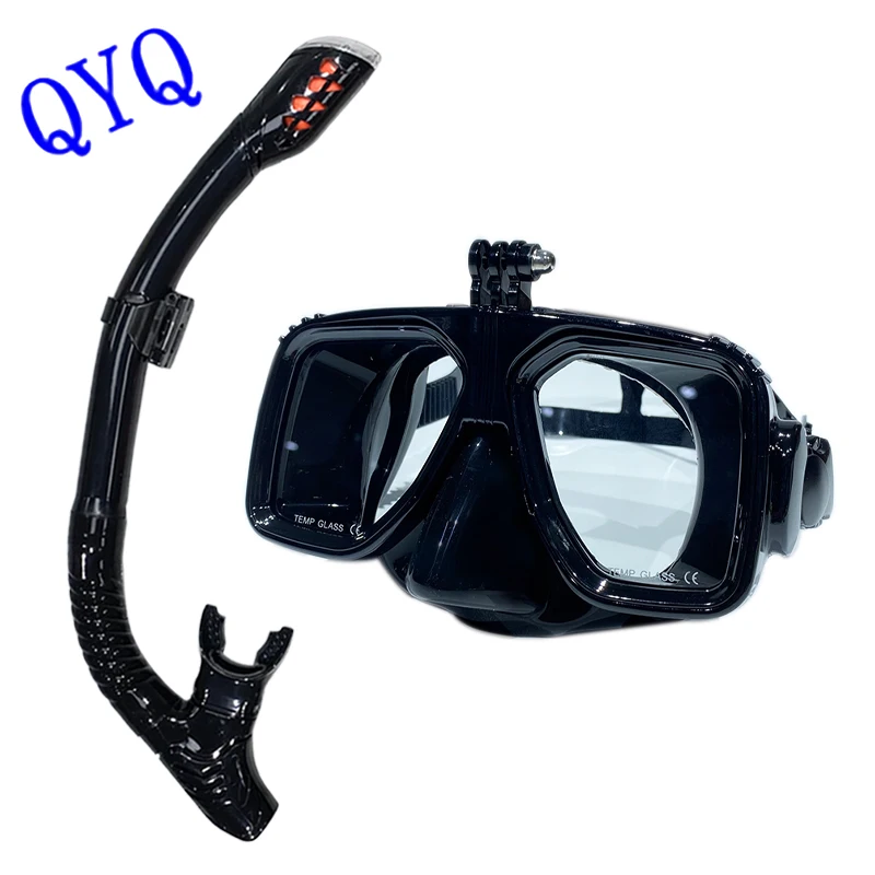 Swimming Goggles Diving Scuba Tempered Glass Lens Snorkel W/ Breathing Tube Set 