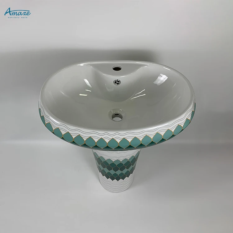 Modern design sanitary ware marble ceramic washbasin one piece bathroom sink pedestal wash basin details