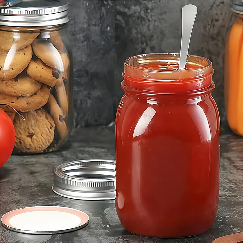 Hot Sale Wholesale 4oz 8oz 16oz Clear Wide Mouth Glass Mason Jar Canning Glass Food Storage Jar with Metal Lid
