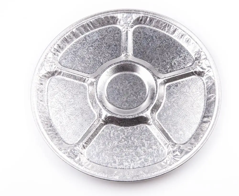 TIA YB98 12 Inch Grid Round Disc Shape Aluminum Foil Disc Bruschetta Container Compact Foil Pan
