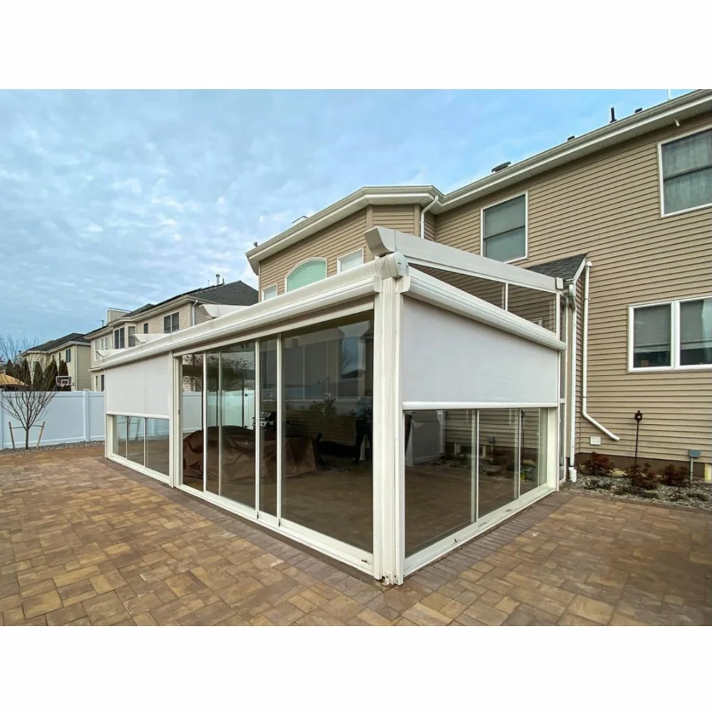 Electric Retractable Glass Roof for Patio Sunroom
