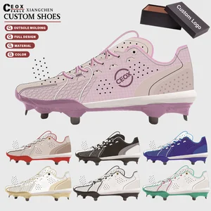 2026 New Odm Baseball Molded Cleats Reinforced Leather Youth Turf Spikes Mid Baseball Shoes Men Custom Baseball Cleats Spikes