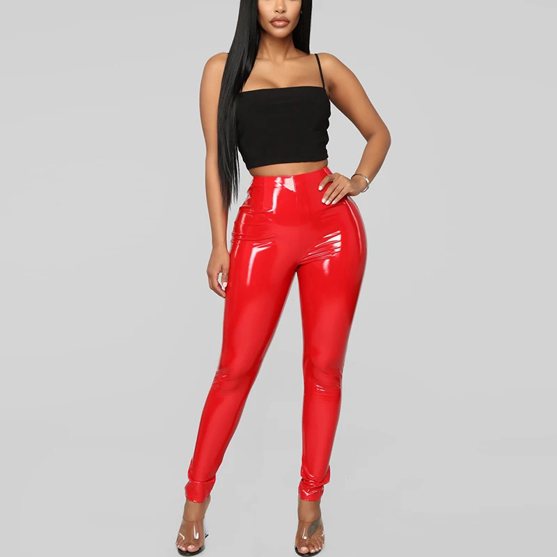 high waisted vinyl pants