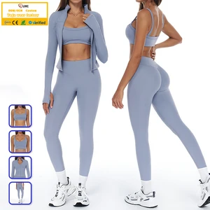 New Arrival Yoga Gym Fitness Workout 4 Pieces Set Athletic Running Yoga Sportswear