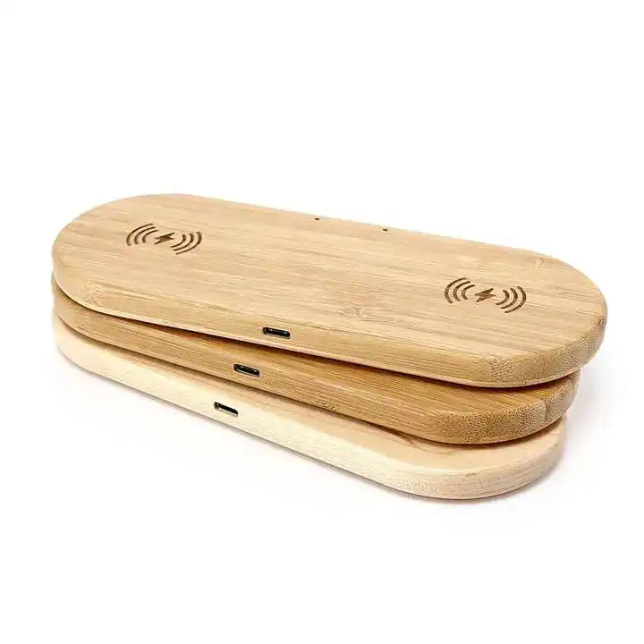 Bamboo Dual - Wireless Charging Pad: Features USB - C Port, Anti - Slip ...