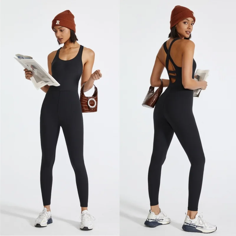 2024 High Elastic Women's Jumpsuit Custom Logo One Piece Tummy Control Skinny Jumpsuits for Gym Fitness Sets