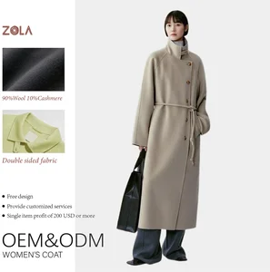 Handmade Women's Cashmere Coat Customized Double Sided Long Winter Clothing Keep Warm