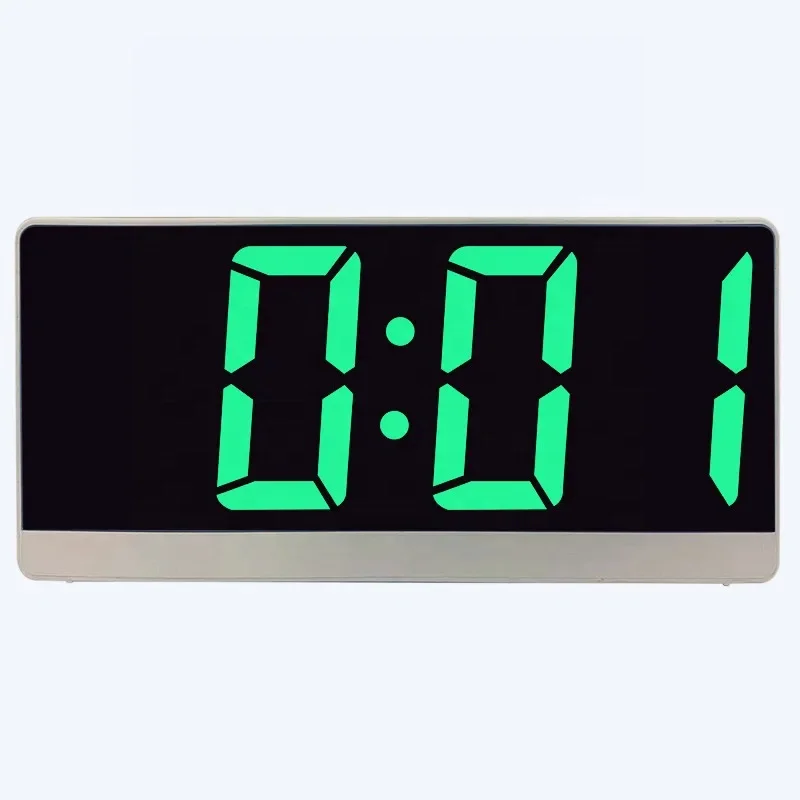 Voice Controlled Digital Led Mirror Clock With Display Time Temperature for Bedroom Office