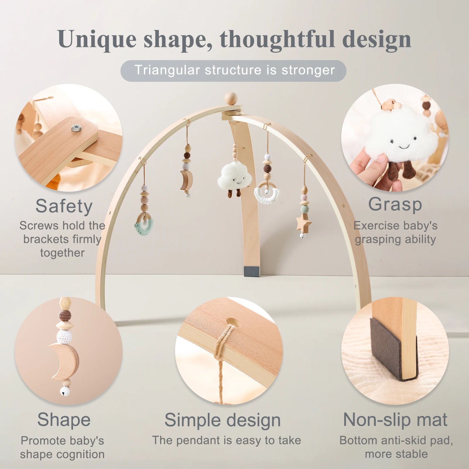 Logo Accept Wood Baby Toy Triangular Fitness Frame Baby Activity Play