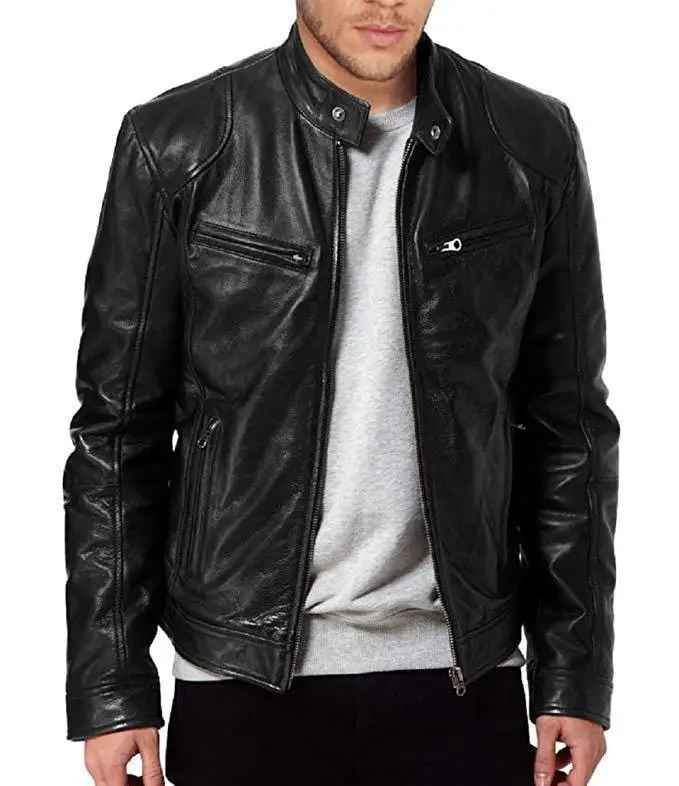 2024 PU Leather Zipper Men Spring Autumn Coat Men's Fashion Stand Collar Slim Casual Tops Jacket_voghion.com