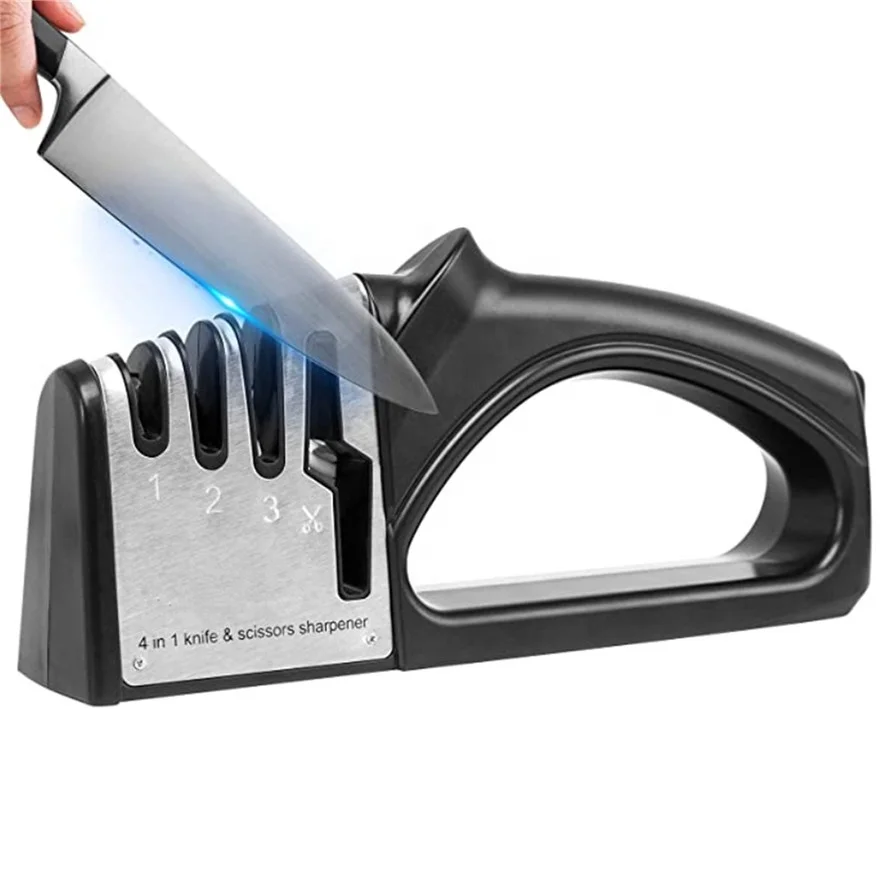 Knife Sharpener, 4-in-1 Kitchen Knife Accessories, Manual