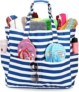 Large Women Summer Fashion Waterproof Custom Reusable Beach Tote Bag Foldable Shopping Bag