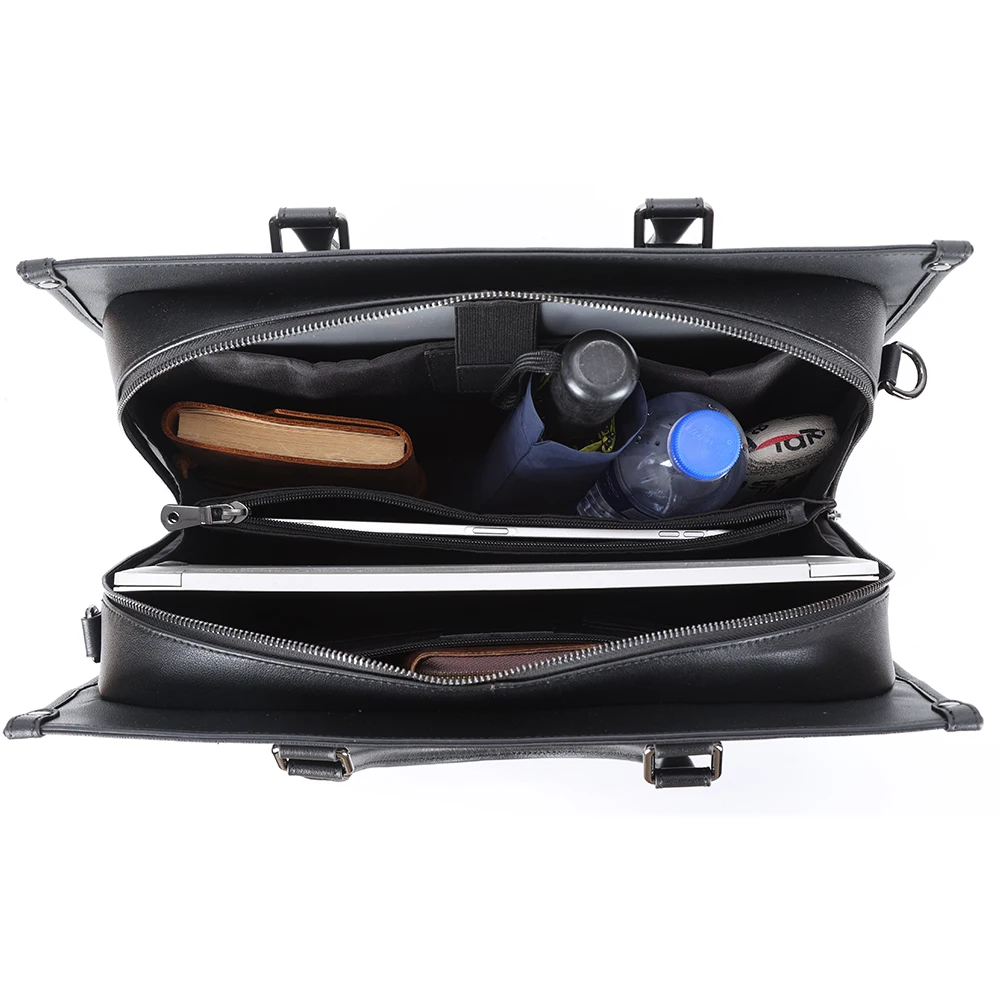 Black Full Grain Leather Cow Skin Messenger Business Handbag Handbag Bag Men Genuine Leather Computer Laptop Briefcases Bag