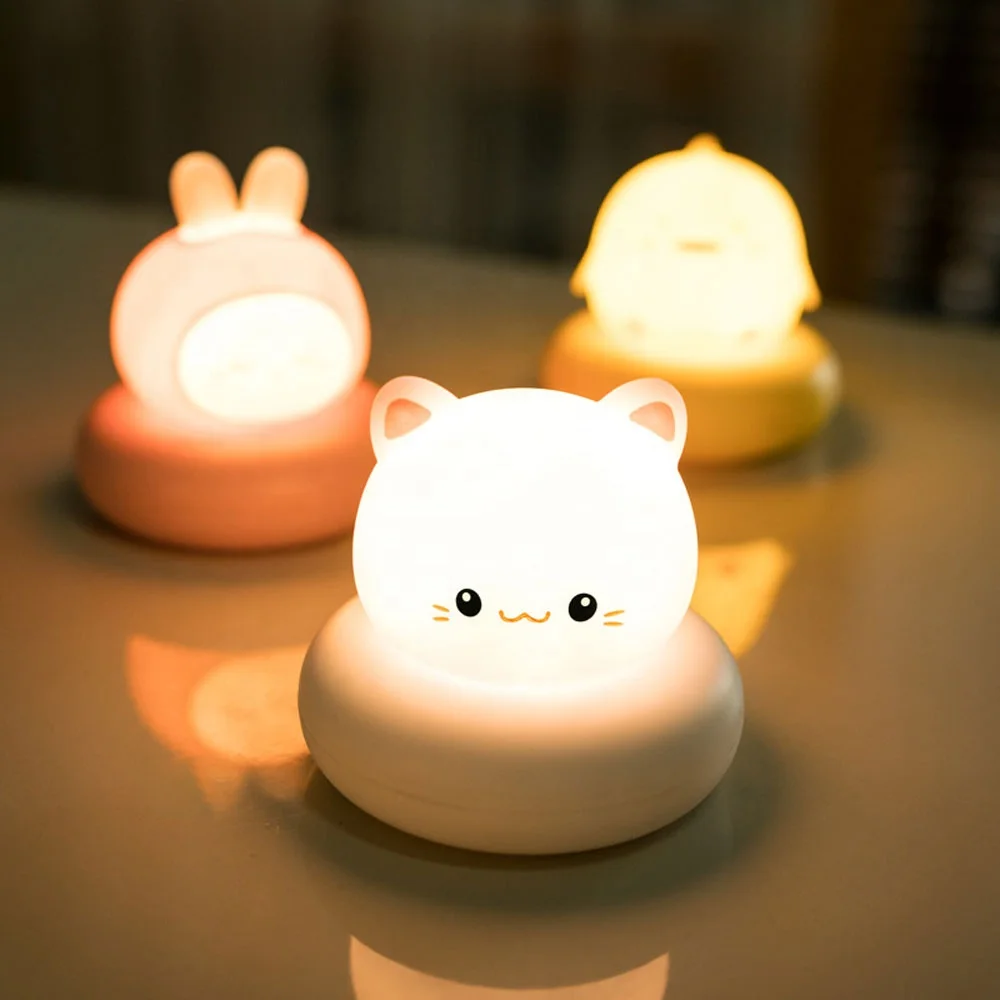 Interesting USB Rabbit Lamp Tap Control Baby Nursery Night Light Dimming Lamparas Para Ninos Christmas New Year Gift for Kids