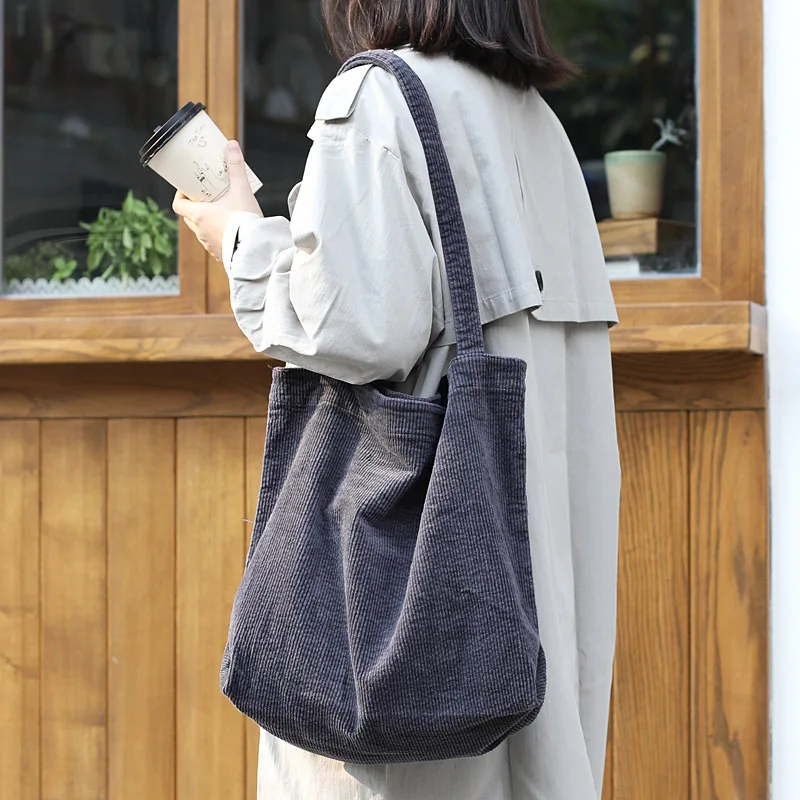 Wholesale Cotton Corduroy Tote Bag Winter Collection Customized