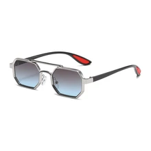 Luxury eye glasses Famous Brand Shades Sun Glasses Metal Square  Double Bridge UV400 Protection Gradient Eyewear