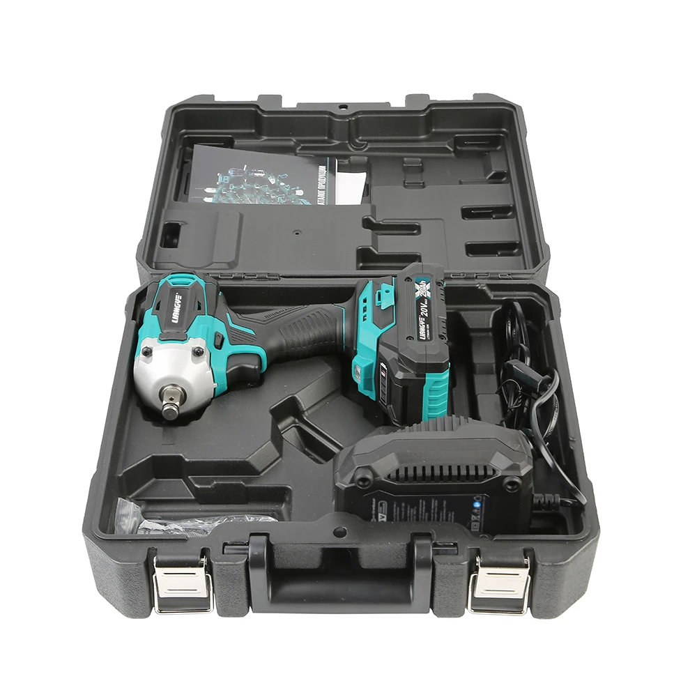 20V Battery-Powered Lithium-Ion Brushless 400Nm Compact Portable 1/2-Inch Lightweight Cordless Impact Wrench for Automotive Home