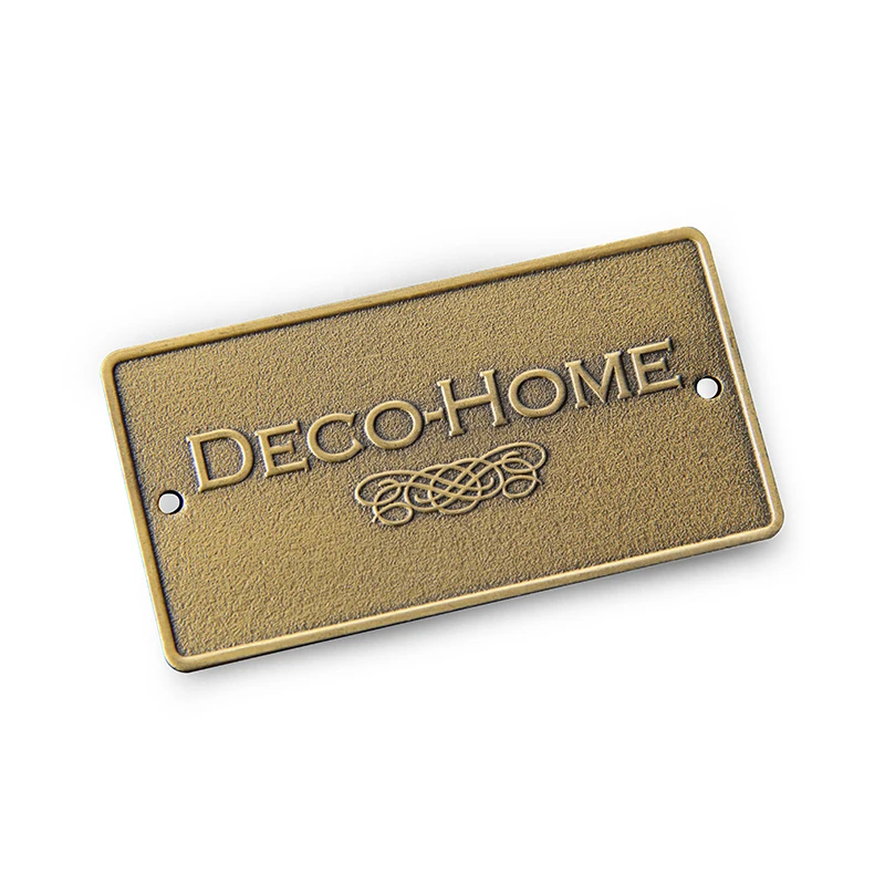 Custom Metal Furniture Tags Embossed Antique Brass Metal Nametags for  Furniture, Clothing, Shoes, Garments, Jeans, Bottle, Wine, Perfume,  Cologne, Electrical - China Metal Badge and Pin Badge price