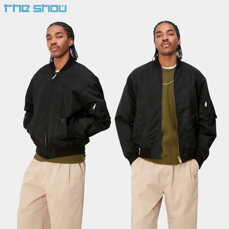 Windbreaker Plus Size Track Plain Zipper Oversized Cropped Boxy Workout Varsity Nylon Bomber Jacket Men_voghion.com