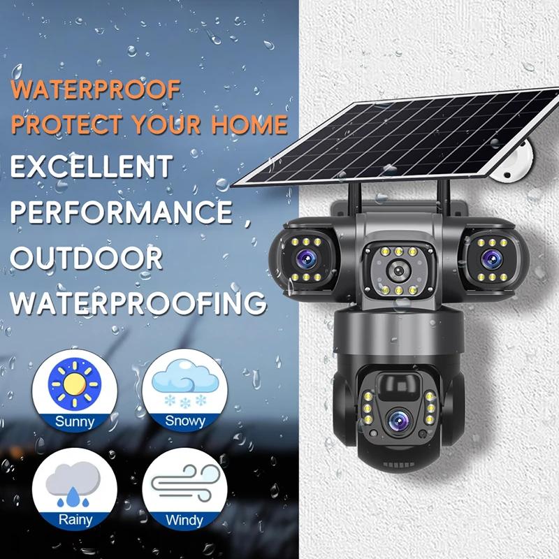 4G ak�ll� Net g�venlik kamera Outdoor Pro a��k Wifi g�ne� Powerd 3 Lens 4g a��k Cctv g�venlik kameras� a��k Sim kart ile