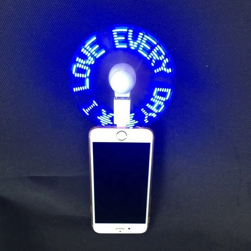 3-in-1 Cell Phone Fan Custom Programmable Write Portable Usb Electric Led Mini Fan with Slogan Message