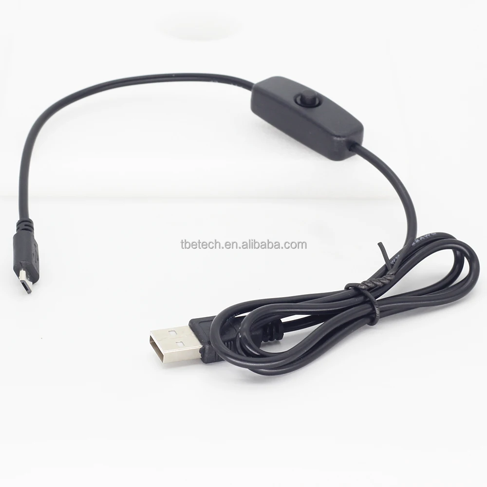 5V 3A Micro USB Power Cable With Switch 501 on OFF Button for Raspberry ...