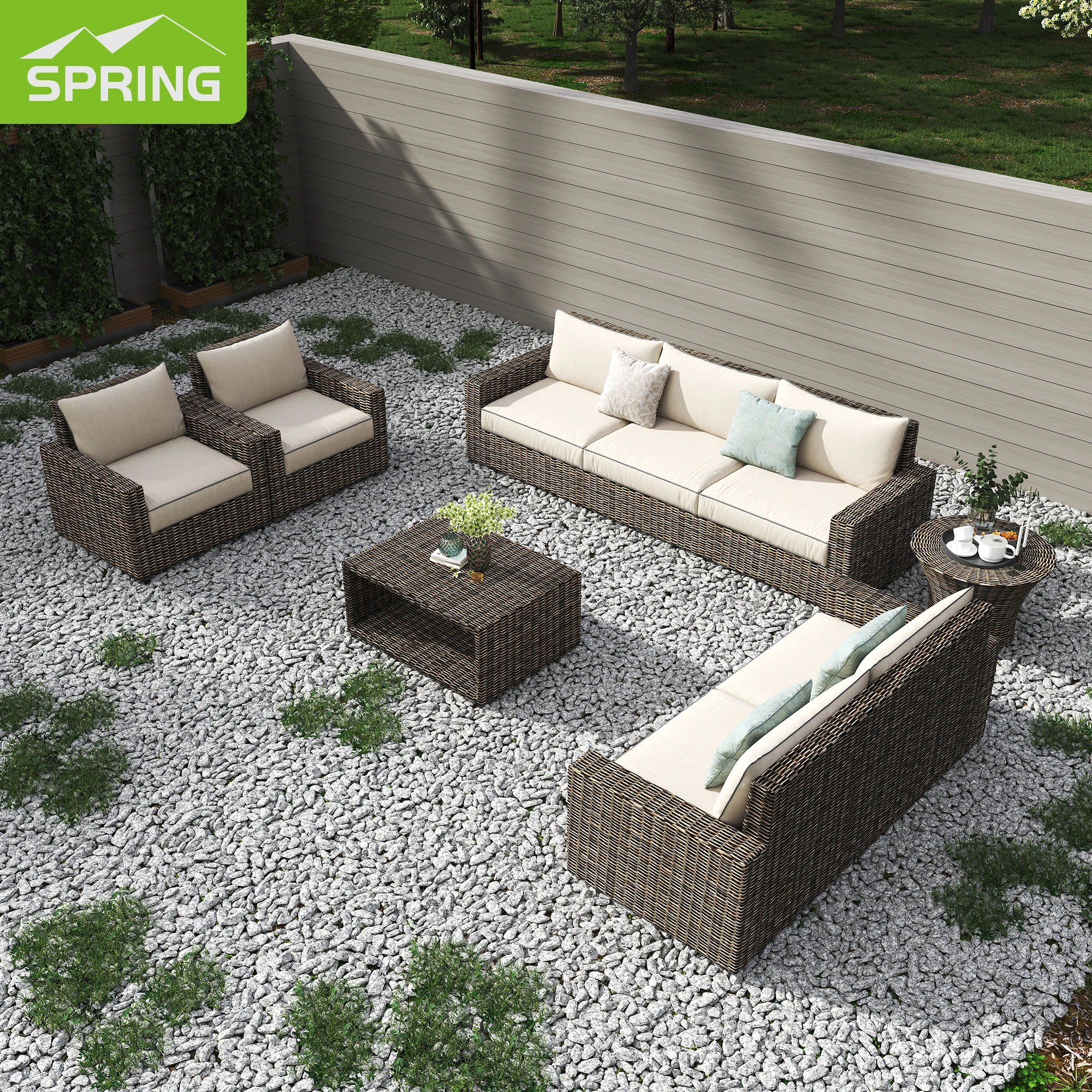 Fuliu New Design Wicker Patio Furniture Asda Outdoor Rattan Garden Sofa