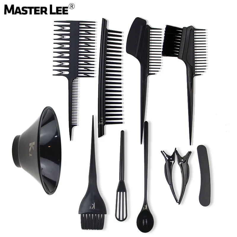 Masterlee Hairdressing Brushes Bowl black Comb Salon Hair Color Dye Tint Tool Set for 10 pcs