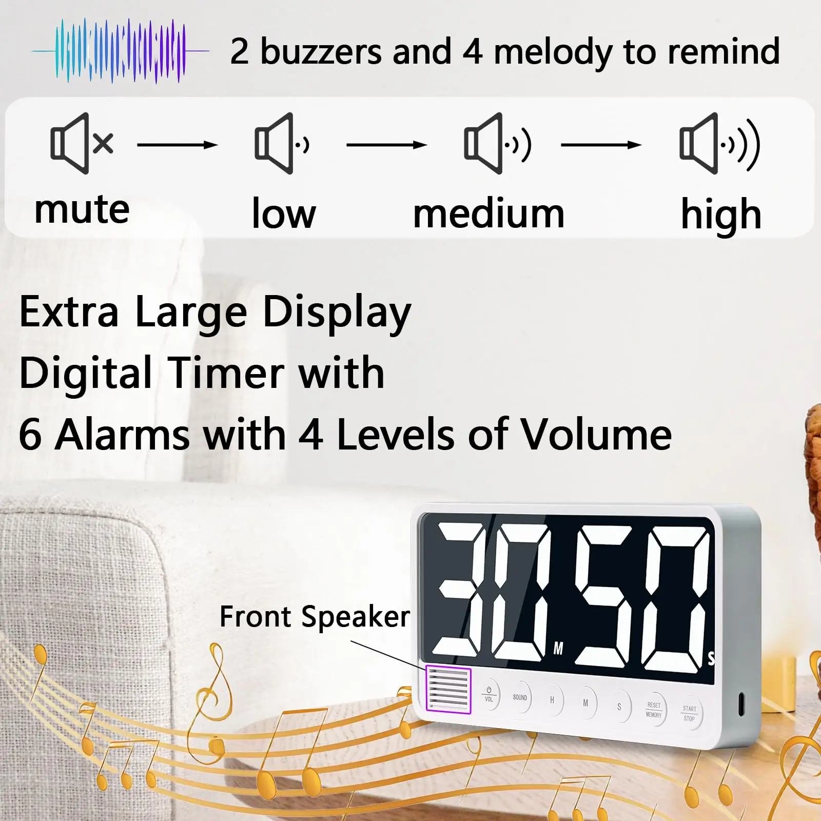LED Large Screen Timer Kitchen extra Large Screen Display Timer Conference Learning Fitness Time Management Timer