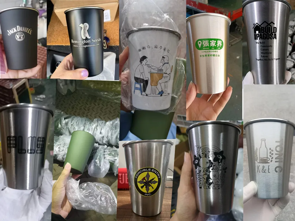 Reusable Drinking Stackable Shatterproof Tumblers Custom Metal Wine Cup Stainless Steel With Logo