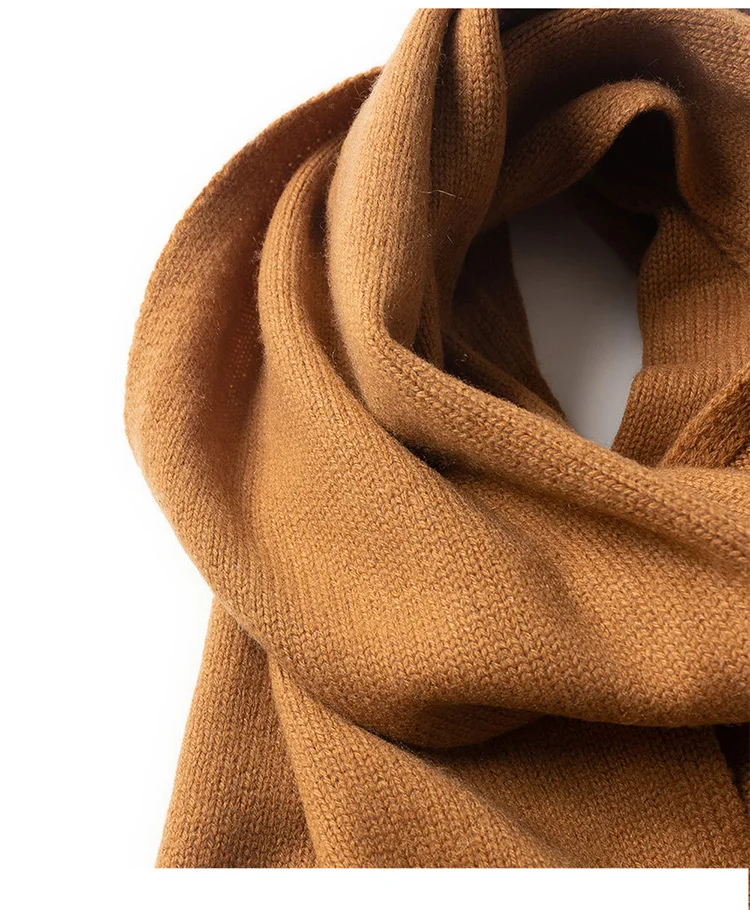 Custom Winter Warm Wool Scarf Mongolian Plain Knit Cashmere Scarf_voghion.com