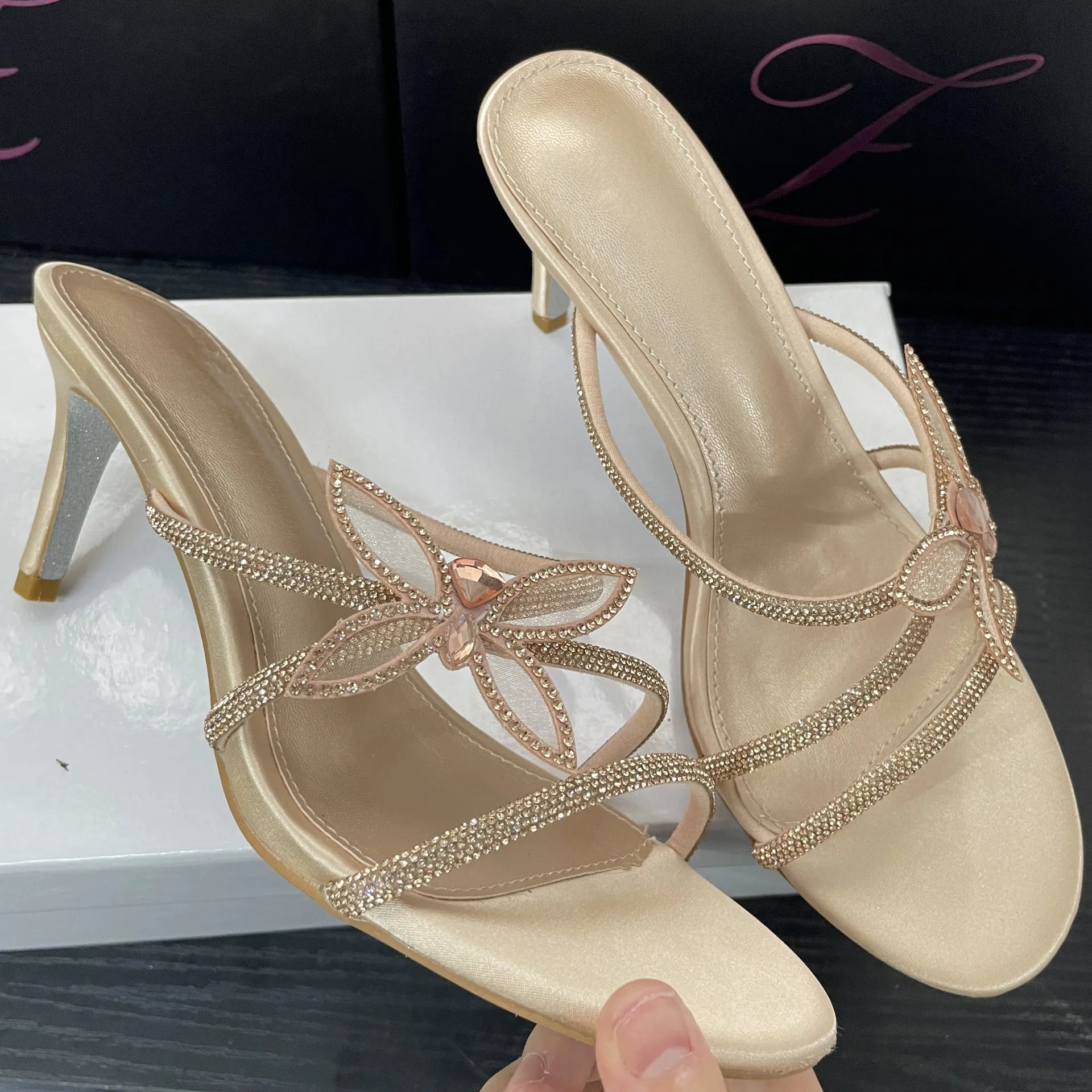 Sh11417a Gold Silver Color Club Heels Shoes 7cm