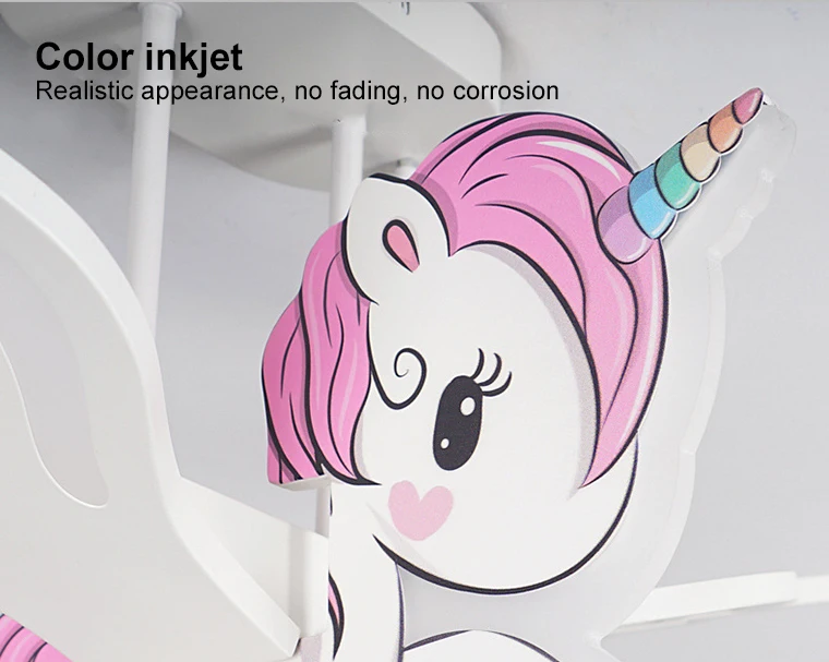 YOUWIN Cute Kid Children Room Remote Control Home Decoration Dimmable Indoor Unicorn Shape Ceiling Light