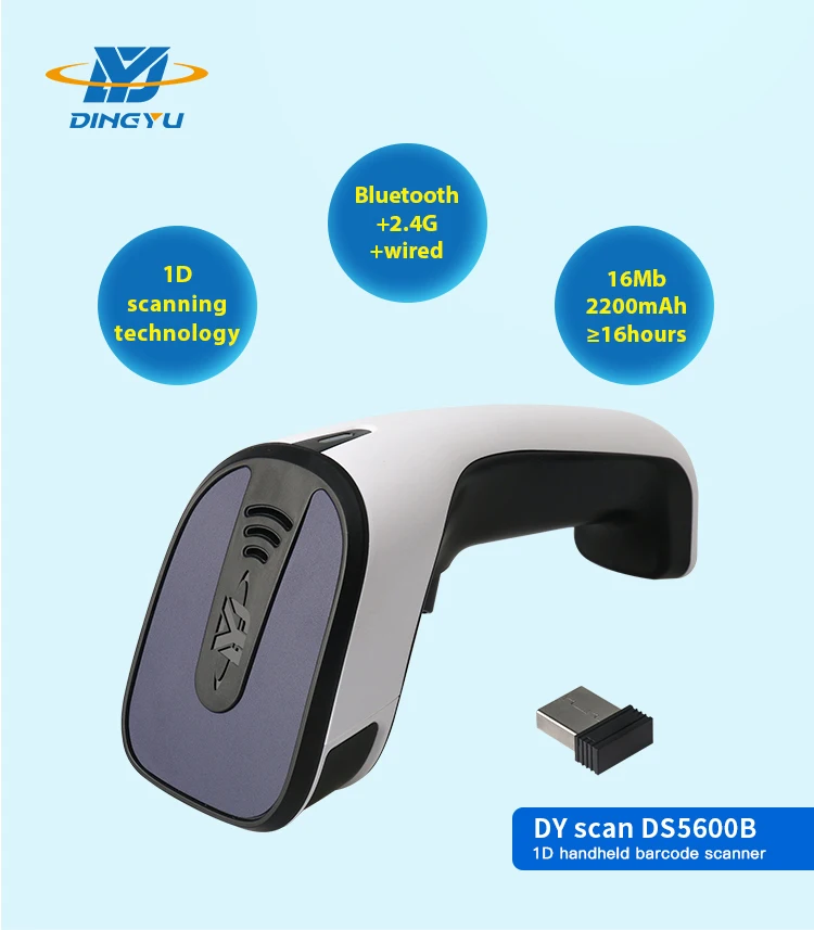 Orignal New Wireless Qr Code Barcode Scanner Pdf417 1d 2d Handheld Bt ...