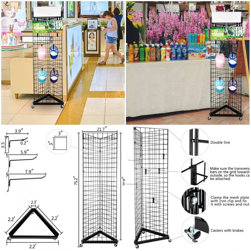 Triangle Wire Grid Panel Tower With Base And Casters,Wire Grid Wall