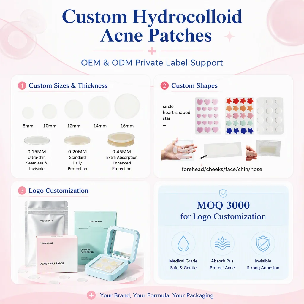 Manufacturer Hydrocolloid Acne Patches OEM Pimple Patches for Face Invisible Zit Stickers Spot Dots Custom Logo