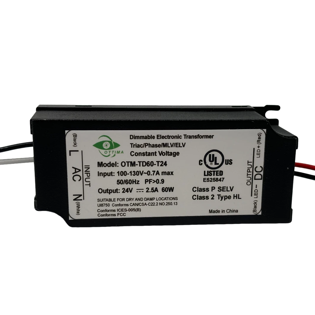 UL LED Transformer AC 100-130V to DC 12V 24V LED Lighting Driver 60W 96W for LED Strip