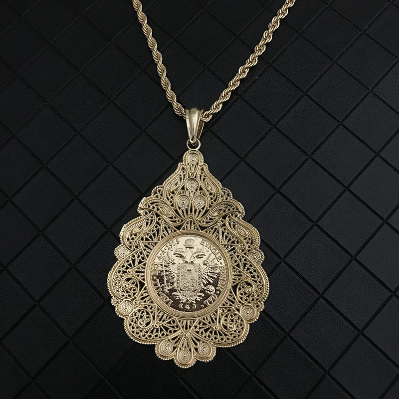新款圆形吊坠金链阿拉伯令人难忘的珠宝吊坠女士奢华新娘黄金珠宝项链