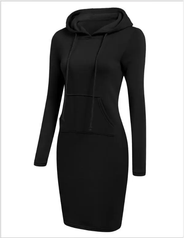 Hooded Hoodie Dress for Women - Autumn Winter Fleece Hooded Hoodie Dress for Women - Autumn Winter Fleece