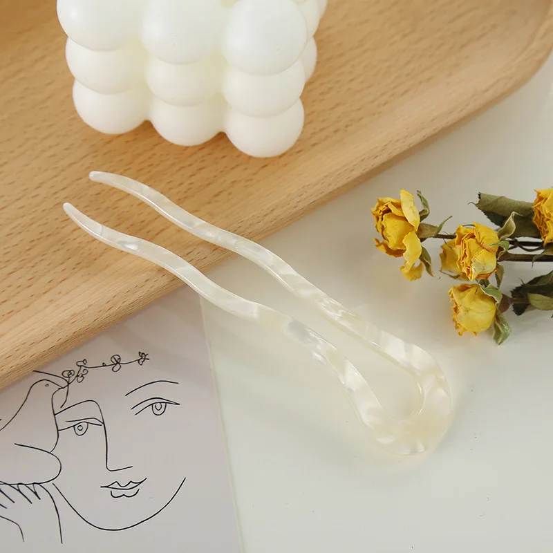 Лидер продаж, мини-заколка для волос из ацетата с леопардовым принтом, винтажные аксессуары для волос, японские U-образные заколки для волос